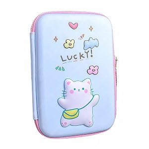 alokik enterprise plastic lucky cat big cartoon theme pencil case-3d eva pencil case pouchmultipurpose zipper pencil case for kidspenamppencil bag for school kidsgirlsstationery storage boxblue
