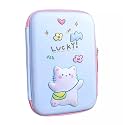 Alokik Enterprise Plastic Lucky Cat Big Cartoon Theme Pencil Case-3D Eva Pencil Case Pouch,Multipurpose Zipper Pencil Case For Kids,Pen&amp;Pencil Bag For School Kids,Girls,Stationery Storage Box,Blue