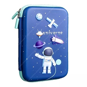 alokik enterprise plastic universe big cartoon theme 3d pencil case pouch multipurpose zipper pencil case for kids pen and pencil bag for girls stationery storage box - multicolor