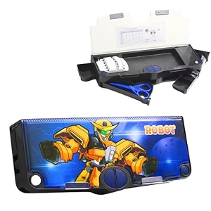 alokik enterprise robot theme magnetic pencil box for kids robot compass box for boys best thing to put pen pencil sharpener rubber best gift for kids multi-color
