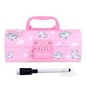 Alokik Enterprise Unicorn Pink Pencil Box for Girls | Cute Password Lock Stationery Box with Marker Pen | Multi-Compartment Plastic Pencil Case with Handle | Ideal for School &amp; Gift Use
