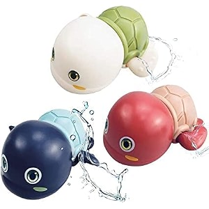 alokik enterprise wind up swimming tortoise bath toy  toddlers swimming floating playing toy in bathroom beach pool  colorful water toys for girls amp boys - multicolor tortoise set of 3