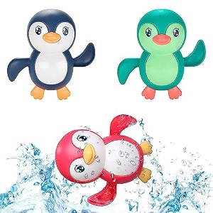 alokik plastic floating penguin bathtub toy for kids water toys cute bathing toys for toddlers floating pool toys baby swimming floating playing toys multicolor age 0-3 yearspenguin 3 pcs