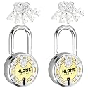 Alone Active Round 65mm Lock for Home Gate Shop Shutter, 5 Keys Double Locking, Brass Combination, Lacquer Coated Dust &amp; Corrosion Resistance. (Pack of 2)