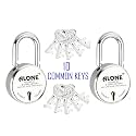 Alone Locks 65mm 10 Same Keys with 2 Padlocks | Common Key | Double Locking | Lock and Keys for Home Door Gate Shop Truck | Shutter Lock | Door Lock | Chrome Finish Rust Proof Padlock (Pack of 2)