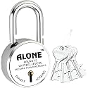 Alone Locks | Hard Shackle | Steel Body | Double Locking | Steel Levers Milled Keys | Lock and Keys for Home Door Gate Shop | Made in India | Door Padlock (4 Keys Big Size 75mm (Pack of 1))