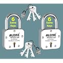 Alone Locks | Hard Shackle | Steel Body | Double Locking | Steel Levers Milled Keys | Lock and Keys for Home Door Gate Shop | Made in India | Door Padlock (6 Same Keys Atoot 60mm (Pack of 2))