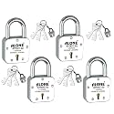 Alone Locks | Hard Shackle | Steel Body | Double Locking | Steel Levers Milled Keys | Lock and Keys for Home Door Gate Shop | Made in India | Door Padlock (12 Keys Atoot 50mm (Pack of 4))