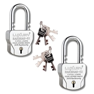 atoot locks 62mm 2 padlock each with 4 keys  4 locking system 10 drive technology  lock and keys for home door main gate shop truck shutter lock  door padlock pack of 2