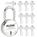 Alone Lock 65mm 10 Keys Padlock | Double Locking 8 Levers | Lock and Keys for Home Door Gate Shop | Shutter Lock | Door Lock | Chrome Finish | Made in India (Pack of 1)