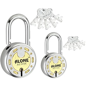 alone round padlock 65mm 50mm brass top 5 keys hard shackle double locking  padlocks for home door gate shop shutter truck grill chrome finish rust free 5 keys combo 65-50 round active top pack 1