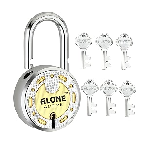 alone locks 65mm 6 keys door lock  double locking  lock and keys for home door gate shop truck grill  shutter lock  chrome finish rust proof padlock pack of 1