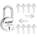 Alone Round Padlock 65mm 3 Keys Buy 2 Get 1 Free, Hard Shackle Double Locking | Padlocks for Home Door Gate Shop Shutter, Chrome Finish Rust Free. (3 Keys Buy2 Get 1 Round 65m Pack 3)