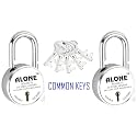 Alone Lock 75mm 5 Common Key with 2 Padlocks | Steel Body Double Locking 8 Levers | Lock and Keys for Home Door Gate Shop Shutter Padlock Chrome Finish Rust Proof (Pack of 2)