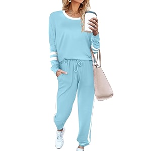 aloodor sweatsuit for women 2 piece outfit for women crew neck sweatshirts pullover