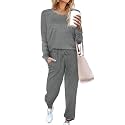 Aloodor Sweatsuit for Women 2 Piece Outfits for Womens Crewneck Sweatshirts Pullover