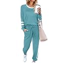 Aloodor Sweatsuit for Women 2 Piece Outfits for Womens Crewneck Sweatshirts Pullover