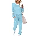 Aloodor Sweatsuit for Women 2 Piece Outfits for Womens Crewneck Sweatshirts Pullover