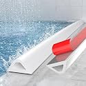 alophoty Shower Threshold Water Dam Barrier - 138" Collapsible Self-Adhesive Silicone Water Stopper for Walk-in Shower, Wet & Dry Separation for Bathroom & Kitchen, ADA Accessible, White