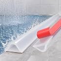 alophoty Shower Threshold Water Dam Barrier - 39" Collapsible Self-Adhesive Silicone Water Stopper for Walk-in Shower, Wet & Dry Separation for Bathroom & Kitchen, ADA Accessible, Clear