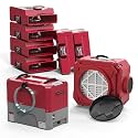 ALORAIR 1 x Commercial Dehumidifier, 6 x Air Movers and 1 x Air Scrubber Combo Package Deals, Water Damage Restoration Equipment, Red