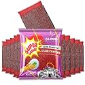 ALOUD CREATIONS 12 Pc Stainless Steel Super Scrub Pad | Steel Loops Power Scrubber | Steel Foam Pad Sponge for Tough Oily Stains | Kitchen Dish Washing Scrubber | Red