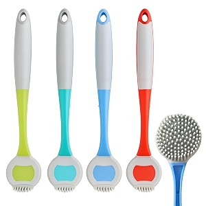 aloud creations 4pc silicone dishwashing brush  sink cleaner brush with long handle  wash basin amp kitchen cleaning  multicolour  large size  11 inch