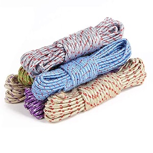 aloud creations strong nylon braided cotton rope  clothesline for drying clothes  20 meter length  5mm thickness diameter  assorted colour  pack of 2