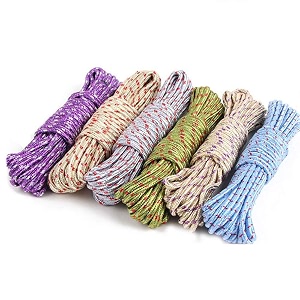 aloud creations strong nylon braided cotton rope  clothesline for drying clothes  10 meter length  5mm thickness diameter  assorted colour  pack of 6