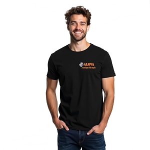 ALOVA Black Round Neck T-Shirt for Men
