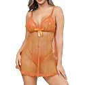 ALOVECDYV Women's Sexy lingerie Lace Babydoll Chemise Sleepwear Black