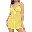 ALOVECDYV Women's Sexy lingerie Lace Babydoll Chemise Sleepwear Black