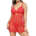 ALOVECDYV Women's Sexy lingerie Lace Babydoll Chemise Sleepwear Black