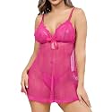 ALOVECDYV Women's Sexy lingerie Lace Babydoll Chemise Sleepwear Black