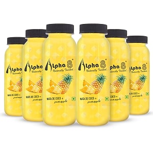 alpha 8 fruit juice infused with nata de coco - juice high fiber real natural taste pack of 6 pineapple