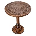Alpha Living Home Farmhouse End Table 18x22, Burnt Brown Mandala Design