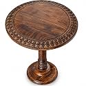 Alpha Living Home Mango Wood End Table 18x22, Burnt Brown Star Design