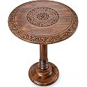 Alpha Living Home Solid Mango Wood End Table 18x22, Burnt Brown Star Design