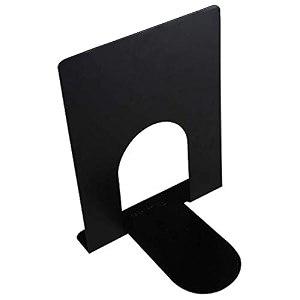 alpham 2 pack black metal non-slip book end bracket heavy duty for home library study table office desk shelf rack book stopper organizer 8 inch black