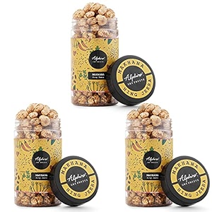 alphiro roasted makhana amp foxnuts hing jeera x 3 3 x 75 gram  gluten free  msg free  antioxidant  rich calcium  low cholesterol  vegan  high protein immunity booster