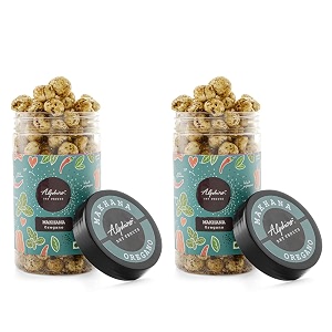 alphiro roasted makhana amp foxnuts oregano x 2 2 x 75 gram  gluten free  msg free  antioxidant  rich calcium  low cholesterol  vegan  high protein immunity booster