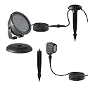 Alpine Corporation 120 LEDs Indoor Outdoor Submersible Spotlight, 12 Watts, Warm White 600 Lumens with Auto On/Off, 23 FT Cord, and Transformer for Landscape Lighting