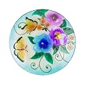 Alpine Corporation 18" Glass Birdbath Topper with Colorful Butterfly and Flowers