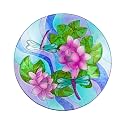 Alpine Corporation 18" Glass Birdbath Topper with Purple Dragonfly Painted Finish