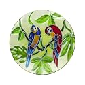 Alpine Corporation 18" Round Outdoor Birdbath Bowl Topper with Colorful Painted Parrot Design