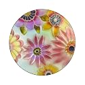 Alpine Corporation 18" Round Outdoor Birdbath Bowl Topper with Colorful Painted Flowers Design