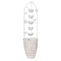 Alpine Corporation 30" Tall Metal Rustic Water Fountain with Decorative Flower, Cascading Waterfall Feature for Gardens, Patios, and Outdoor Decor, White