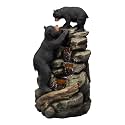 Alpine Corporation 36" Tall Indoor/Outdoor 2 Bears Climbing Rainforest Water Fountain with LED Lights, Cascading Wildlife Water Feature for Garden, Patio, and Home Decor, Brown
