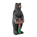 Alpine Corporation 36" Tall Outdoor Standing Black Bear with Welcome Sign Yard Statue Decoration