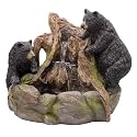 Alpine Corporation GXT252 24" Outdoor Floor Bears Climbing Fountain with LED Lights, Playful Bears Garden Water Feature, Cascading Waterfall for Backyard &amp; Patio Décor, Brown/Black
